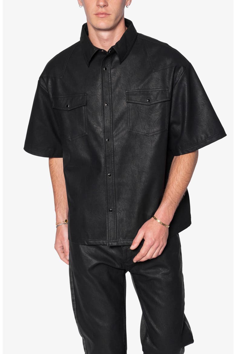 mnml Short Sleeve Faux Leather Shirt (Men) | Nordstrom