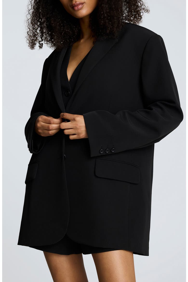 Oversize Luxe Twill Jacket, Alternate, color, BLACK