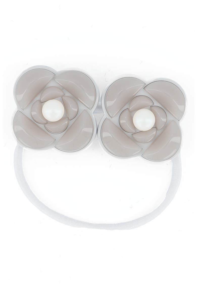 Camelia Graphique Hair Tie, Main, color, Grey