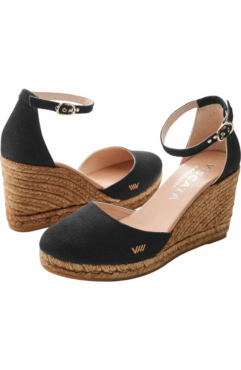 VISCATA Estartit Canvas Espadrille Wedges, Alternate, color, Black