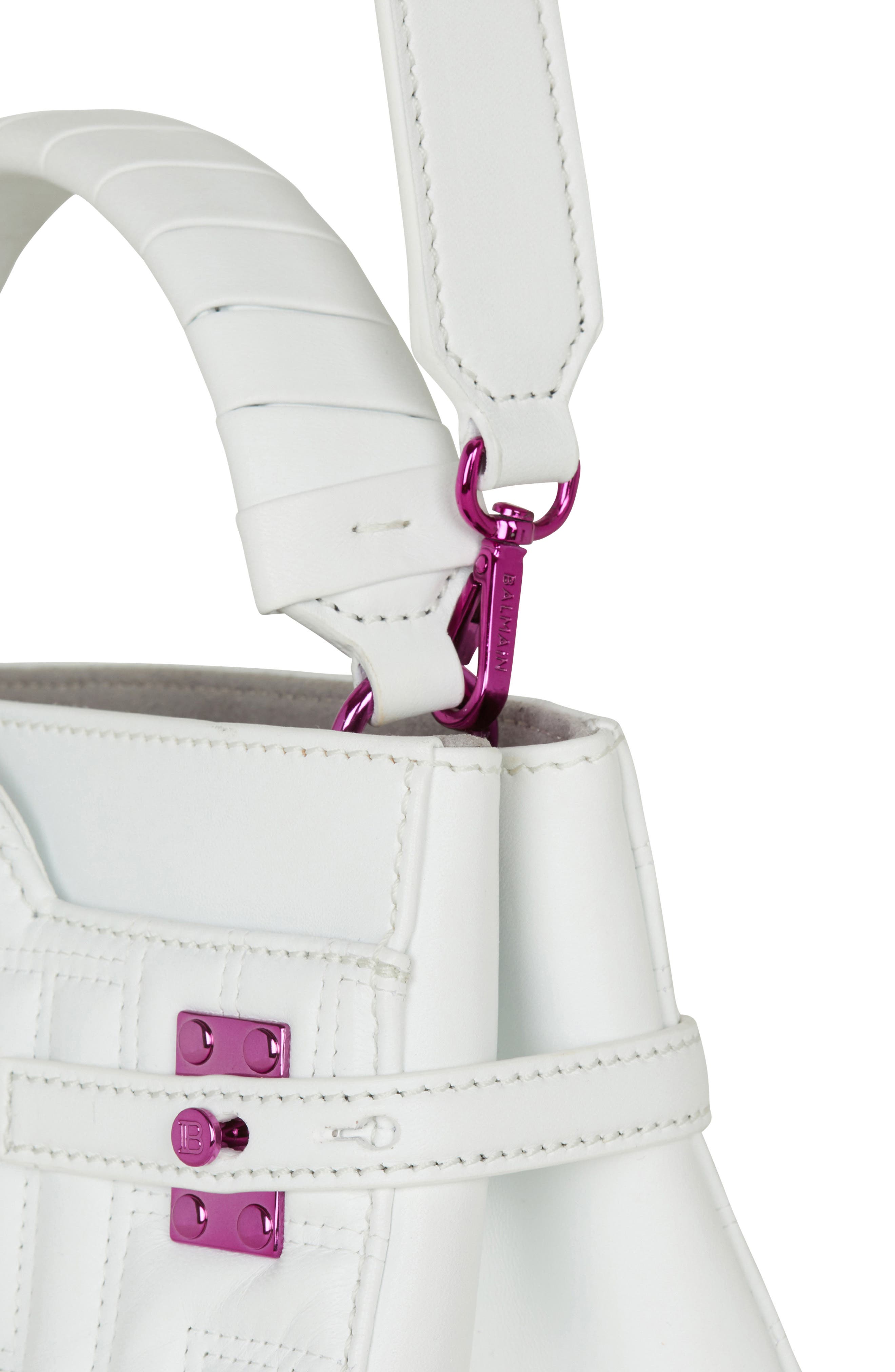 Balmain B-Buzz 22 Monogram Leather Top Handle Bag, Alternate, color, 