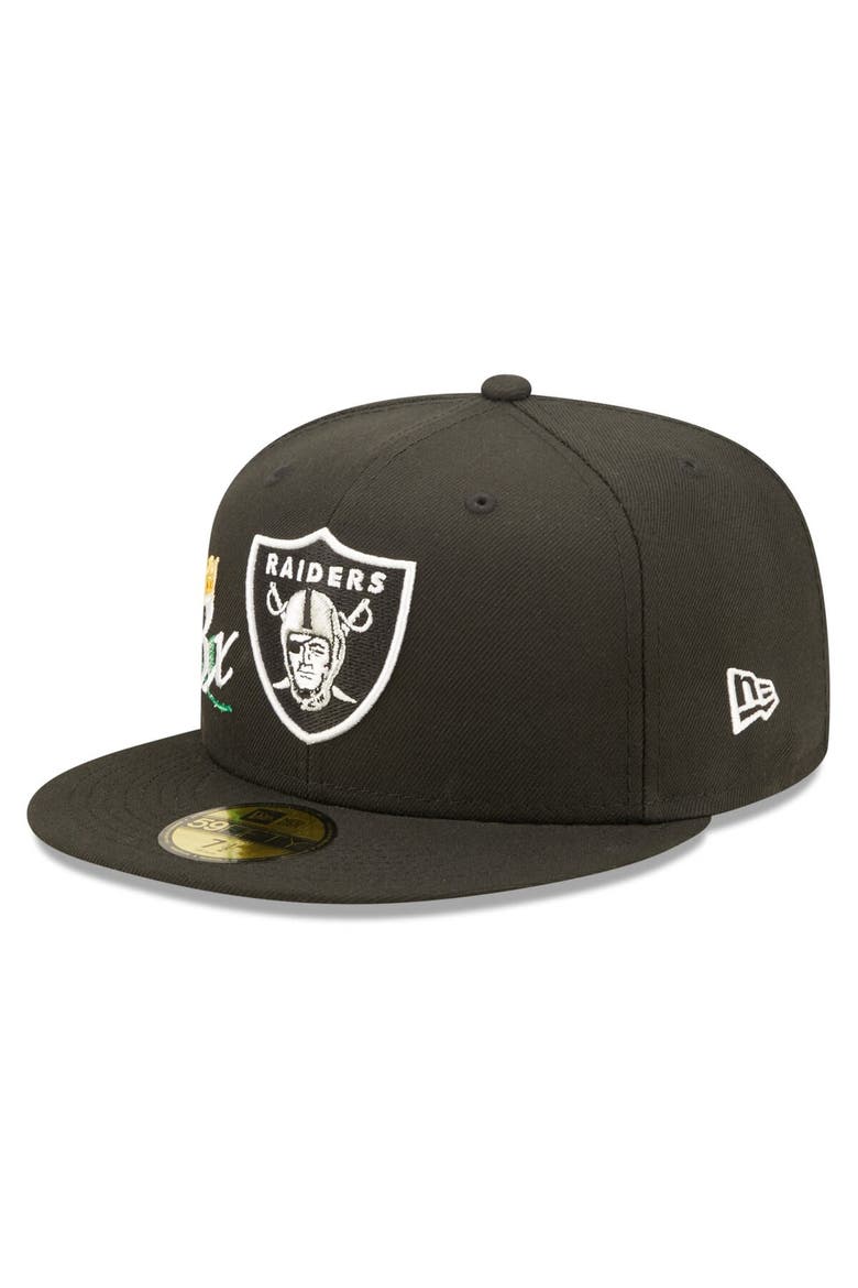 Men's New Era Black Las Vegas Raiders Crown 3x Super Bowl Champions 59FIFTY Fitted Hat, Alternate, color, Black