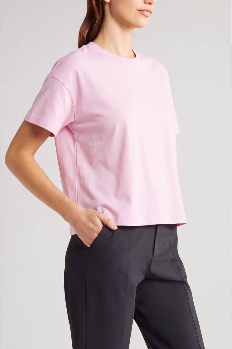 Boxy Short Sleeve Crewneck Organic Cotton T-Shirt, Alternate, color, Pink