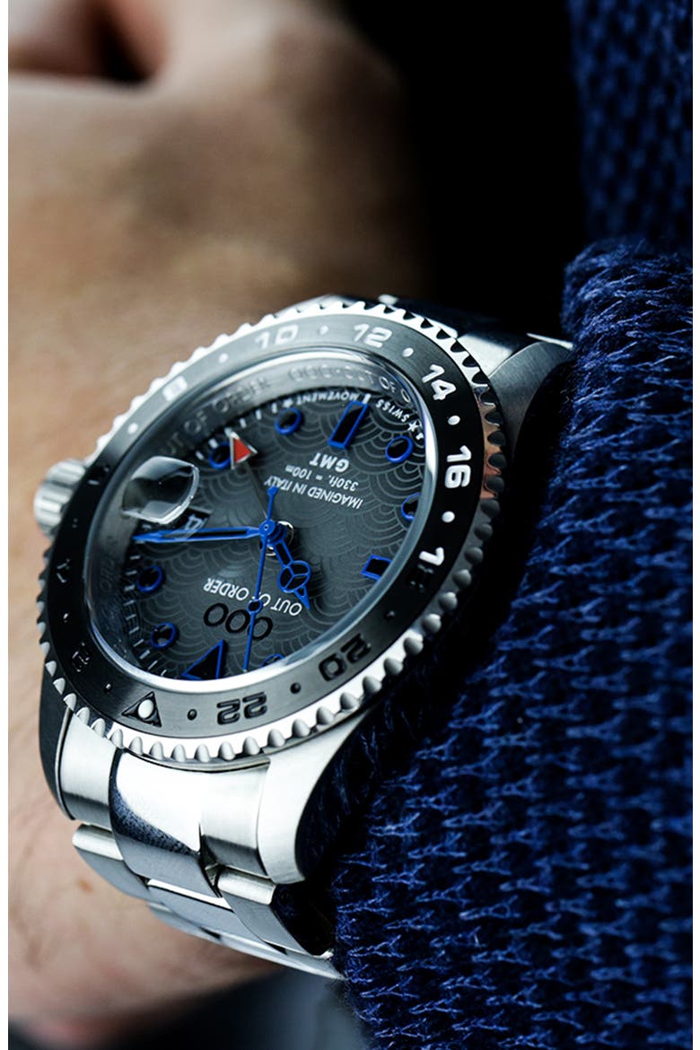 GMT Tokyo Shibuya Bracelet Watch, 44mm, Alternate, color, BLACK