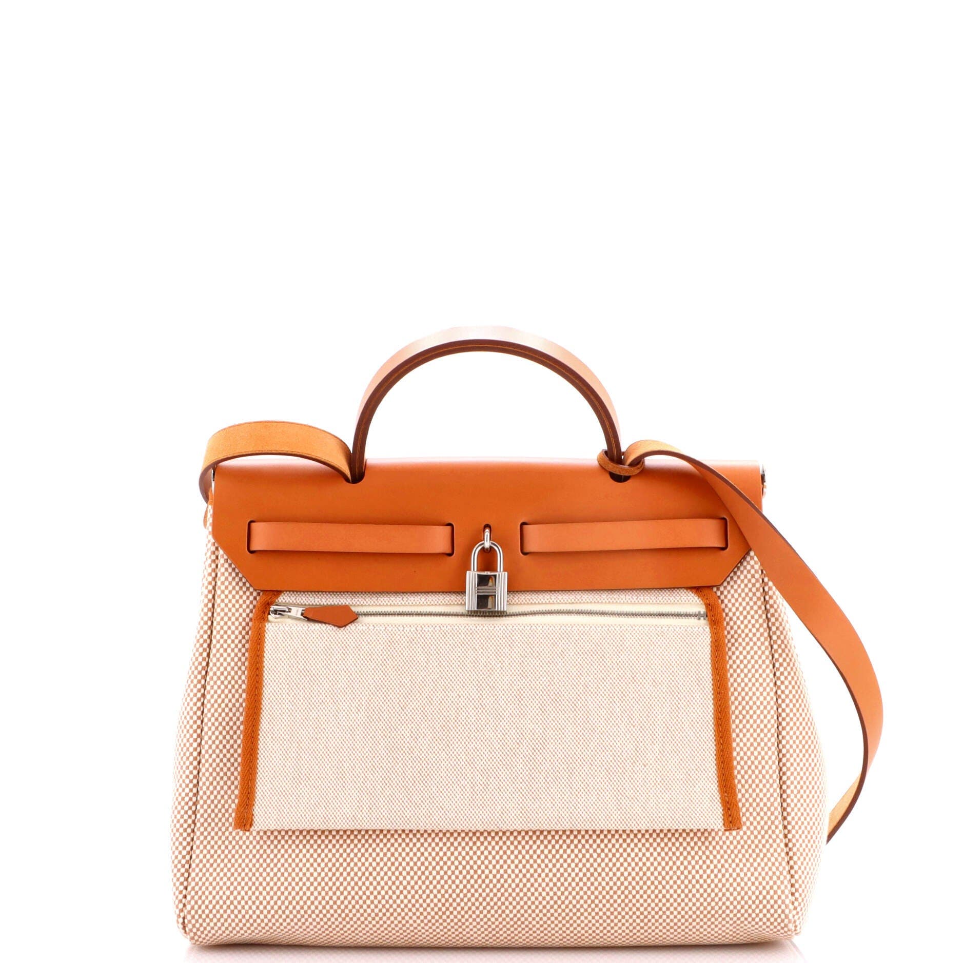 Pre-Owned Hermes Herbag Zip Criss Viking Toile and Leather 31, Alternate, color, Gold