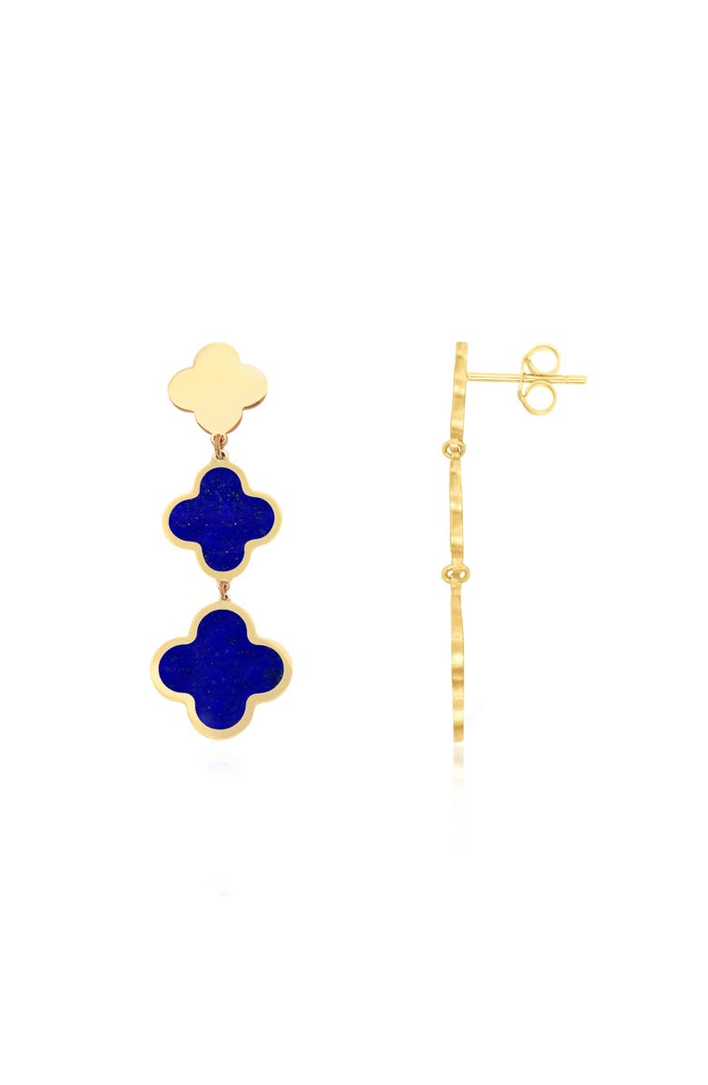 The Lovery Fine Jewelry Lapis Graduating Clover Dangle Earrings, Main, color, Lapis