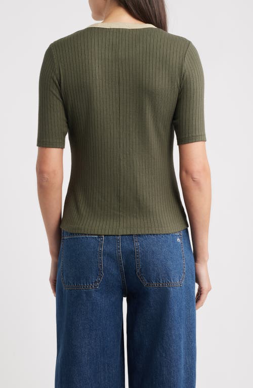 Rag & Bone The Knit Contrast Ringer Tee In Green
