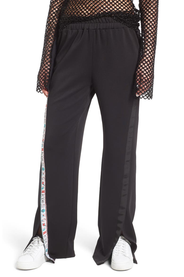 Unisex Stretch Crepe Wide Leg Pants, Main, color, BLACK