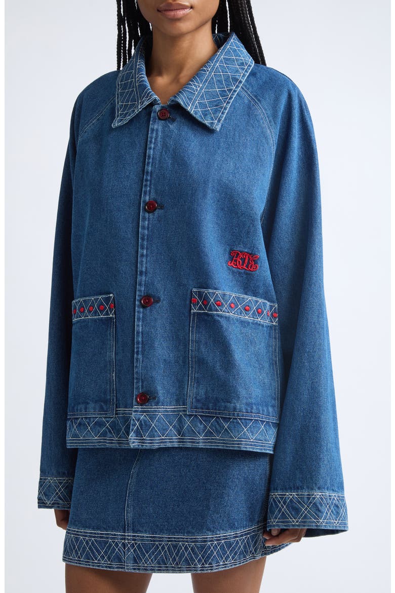 Embroidered Cotton Denim Jacket, Alternate, color, INDIGO