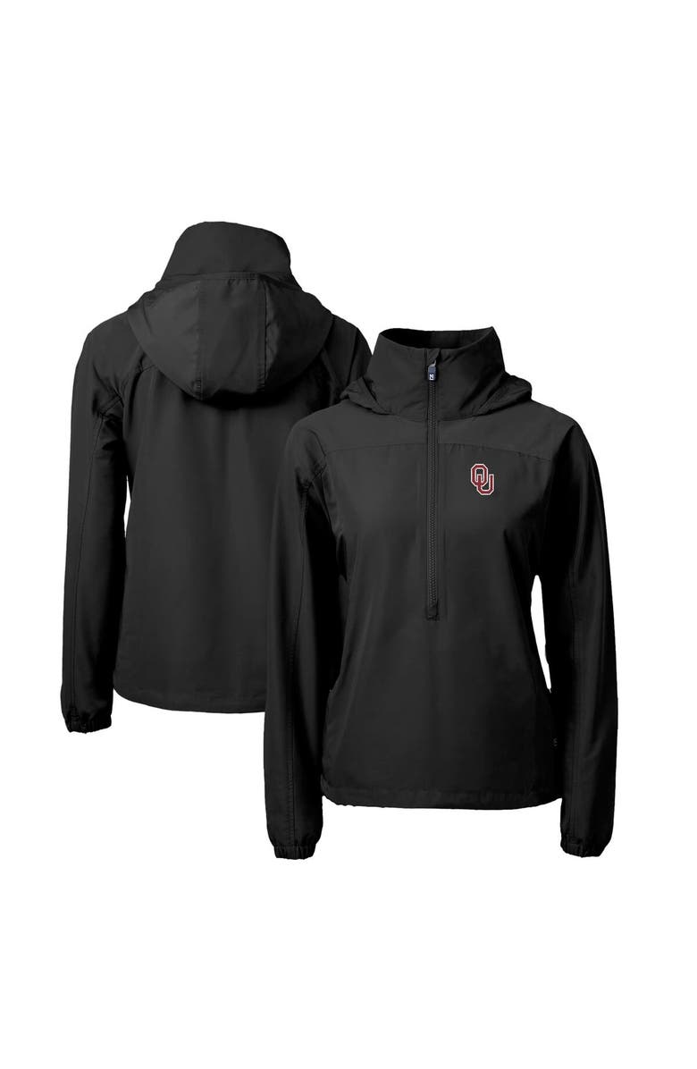 Cutter & Buck Women's Cutter & Buck  Black Oklahoma Sooners Charter Eco Recycled Half-Zip Anorak Jacket, Main, color, 