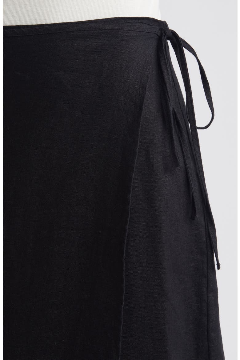 Carly Linen Wrap Midi Skirt, Alternate, color, BLACK