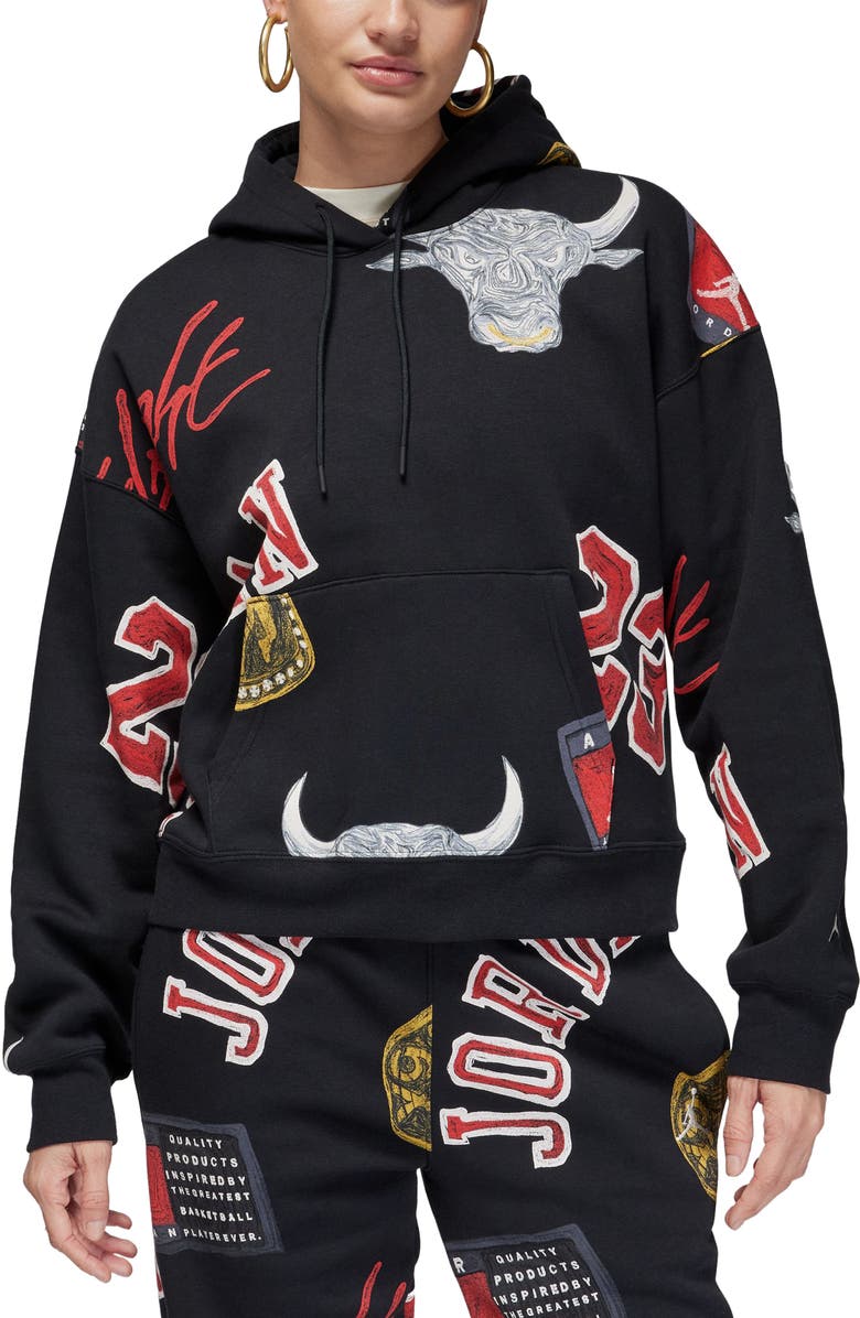 Jordan Brooklyn Print Fleece Hoodie, Main, color, 