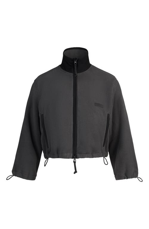 Skims Cropped Fleece Jacket In Black