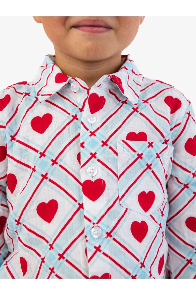Cotton Gauze Long Sleeve Button Down Shirt, Alternate, color, Blue Sweetheart Plaid