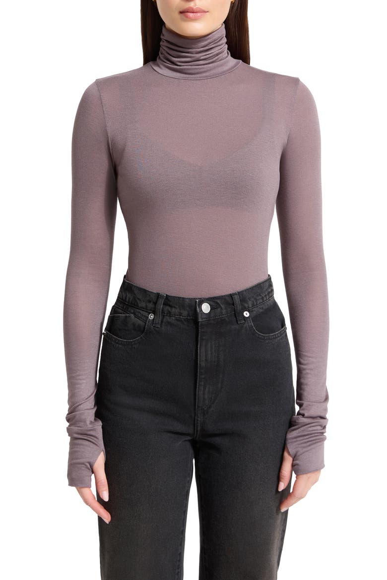 Eloise Sheer Turtleneck, Main, color, ANTHRACITE