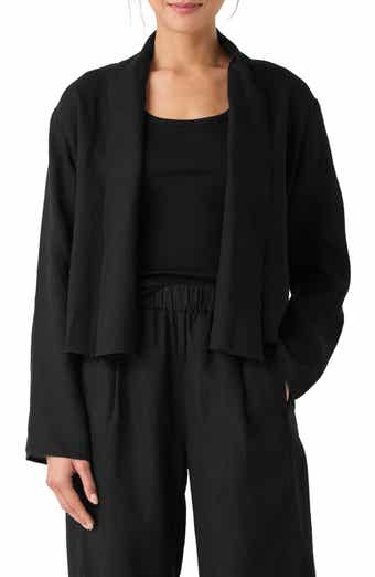 Eileen Fisher Shawl Collar Open Front Organic Linen Jacket