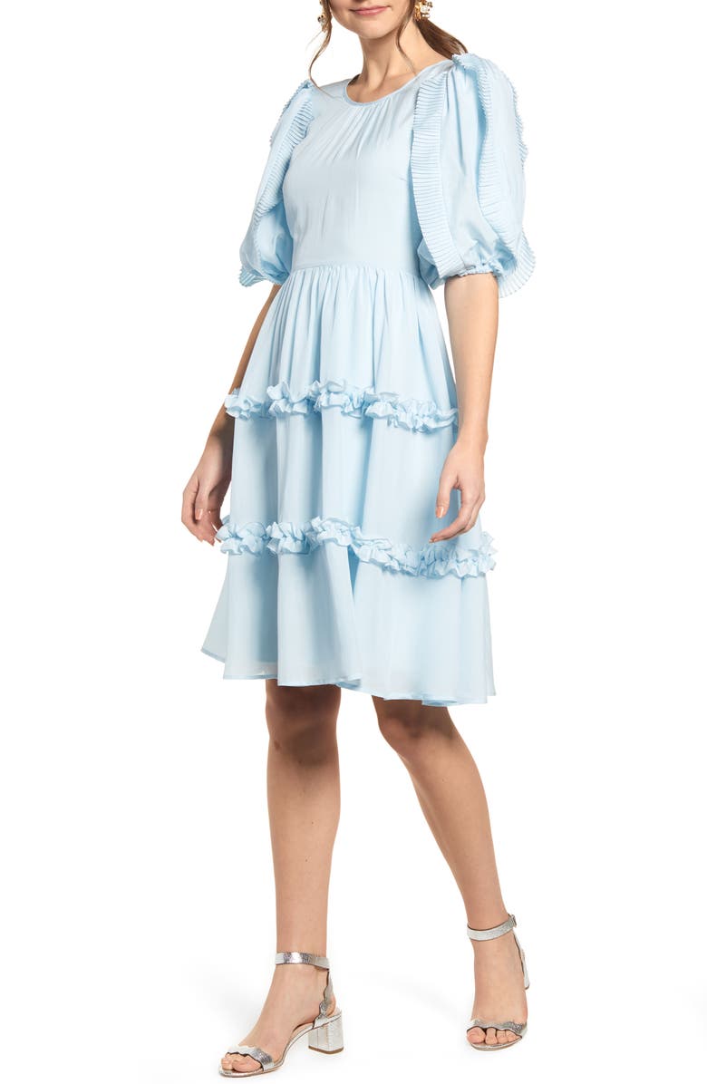 Rachel Parcell Ruffle Sleeve Dress, Main, color, 