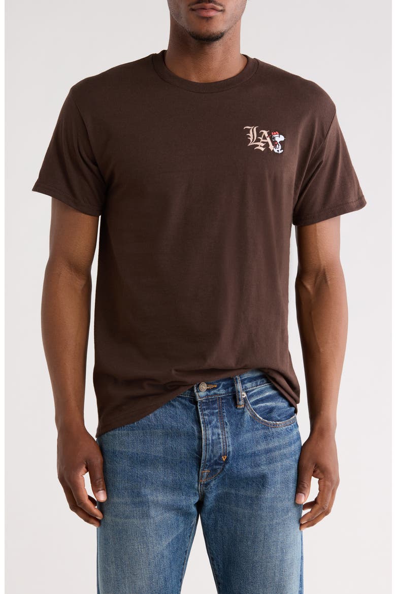 LA Peanuts Cotton Graphic T-Shirt, Main, color, BROWN