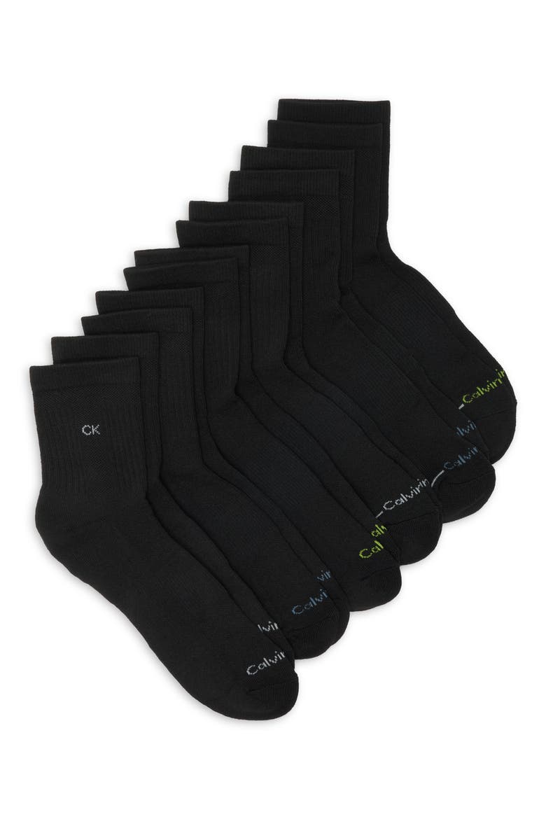 6-Pack Cushioned Quarter Socks, Main, color, BLACK