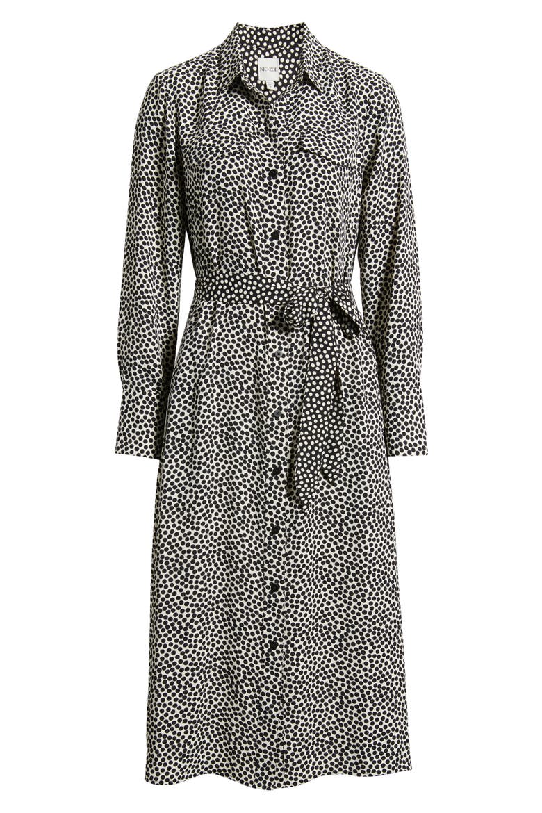 Spotted Around Long Sleeve Midi Shirtdress, Alternate, color, BLACK MULTI