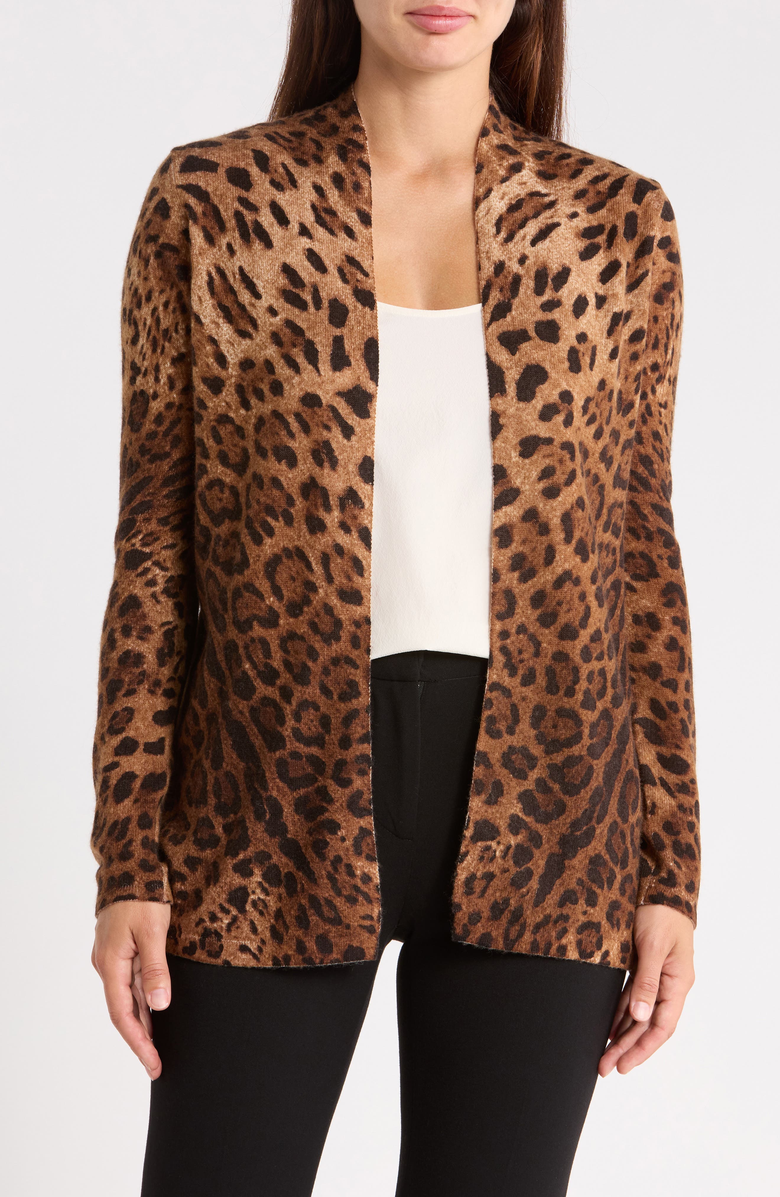 Leopard Print Drape Cardigan