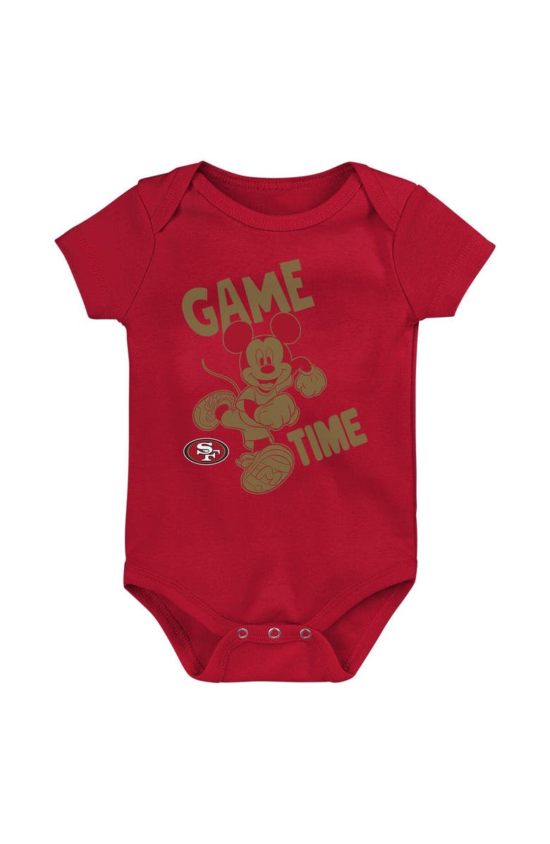 Outerstuff Newborn & Infant Scarlet/Gold/Gray San Francisco 49ers Three-Piece Disney Game Time Bodysuit Set, Alternate, color,