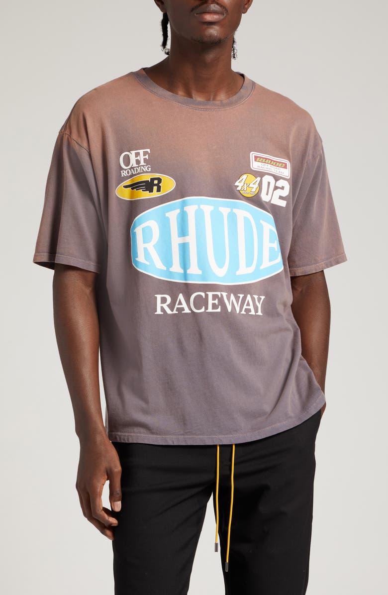 Rhude Raceway Cotton Graphic T-Shirt, Main, color, 