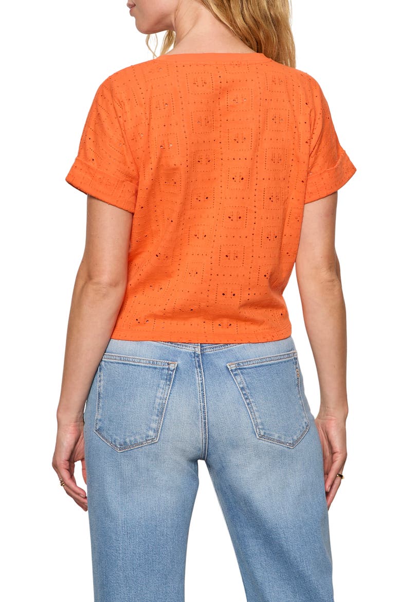 All Day Eyelet Tie Hem T-Shirt, Alternate, color, HIBISCUS ORANGE