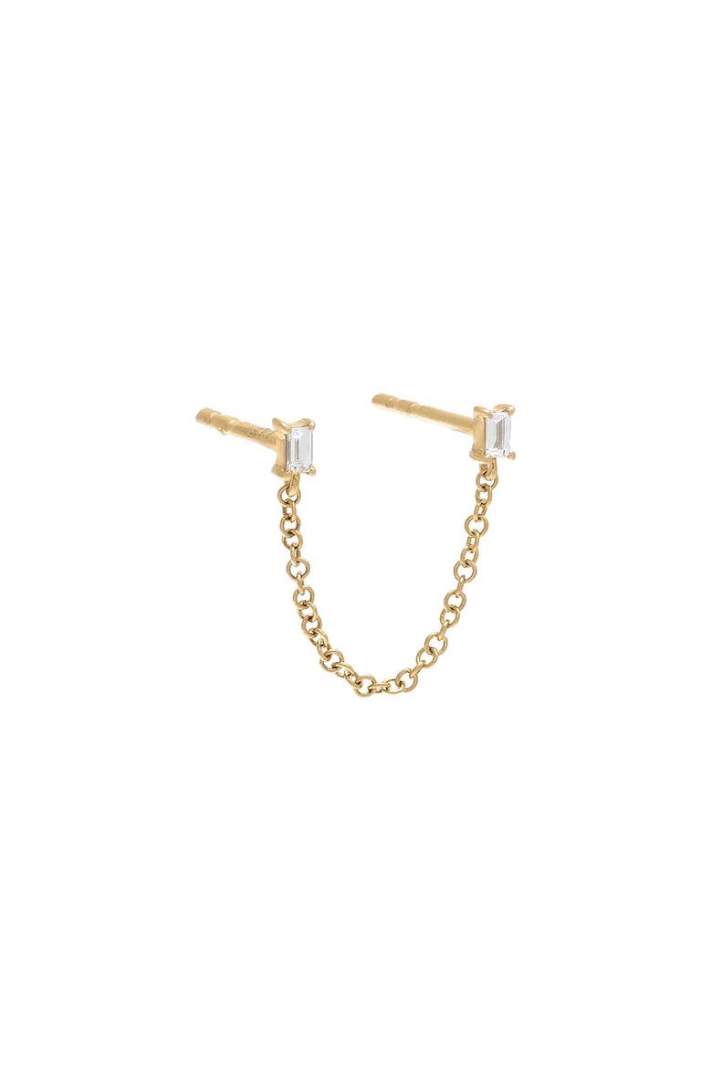BY ADINA EDEN Diamond Double Baguette Chain Stud Earring 14K, Main, color, 14K Gold