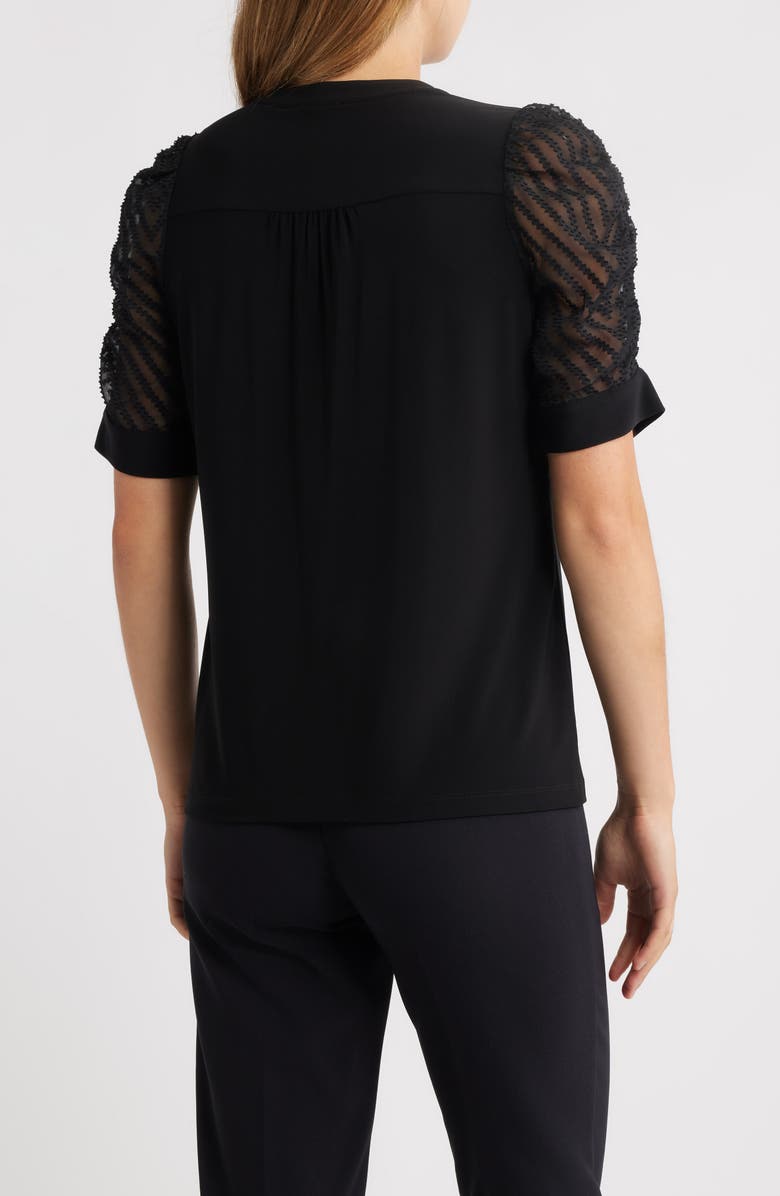 Anne Klein Sheer Sleeve Cardigan, Alternate, color, Anne Black