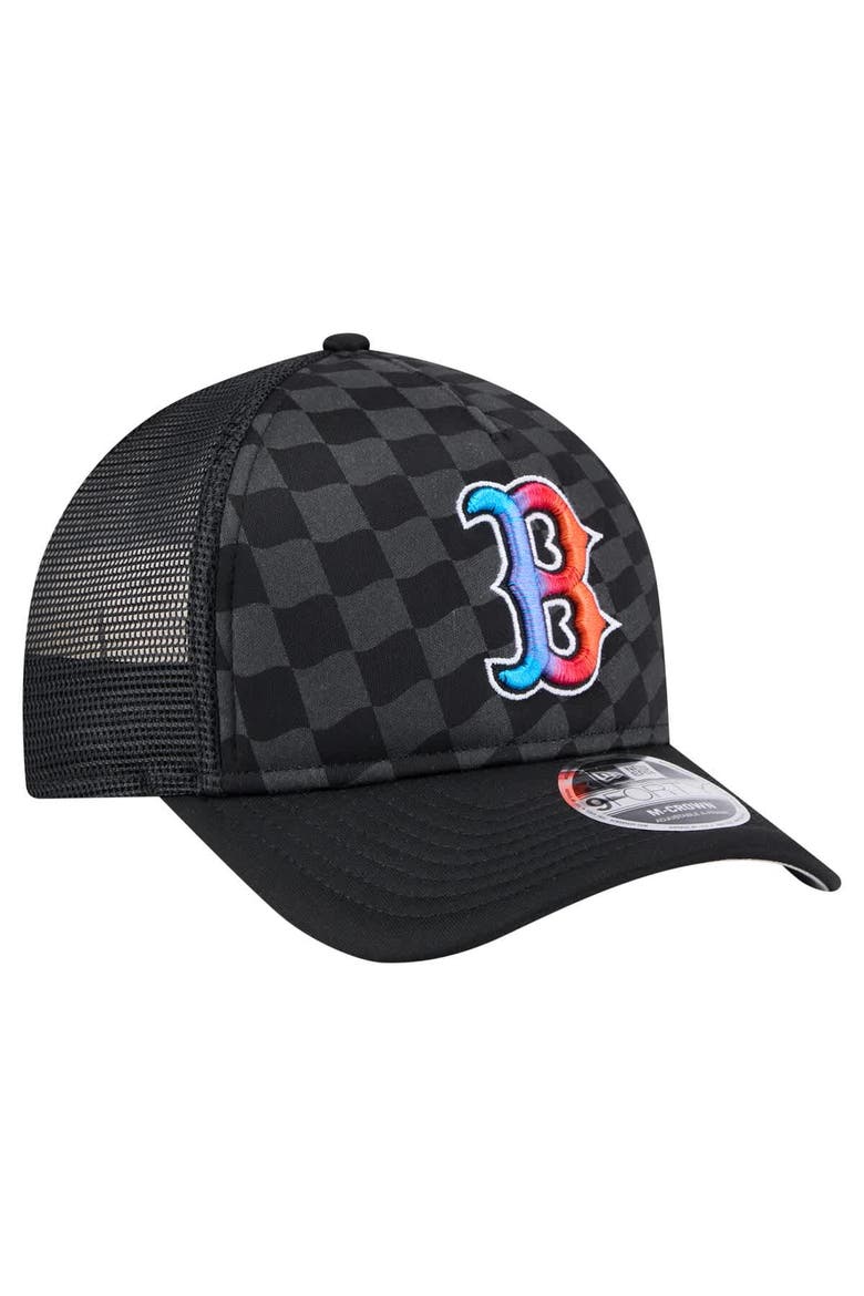 Men's New Era Black Boston Red Sox Gradient 9FORTY A-Frame M-Crown Trucker Adjustable Hat, Alternate, color, Black