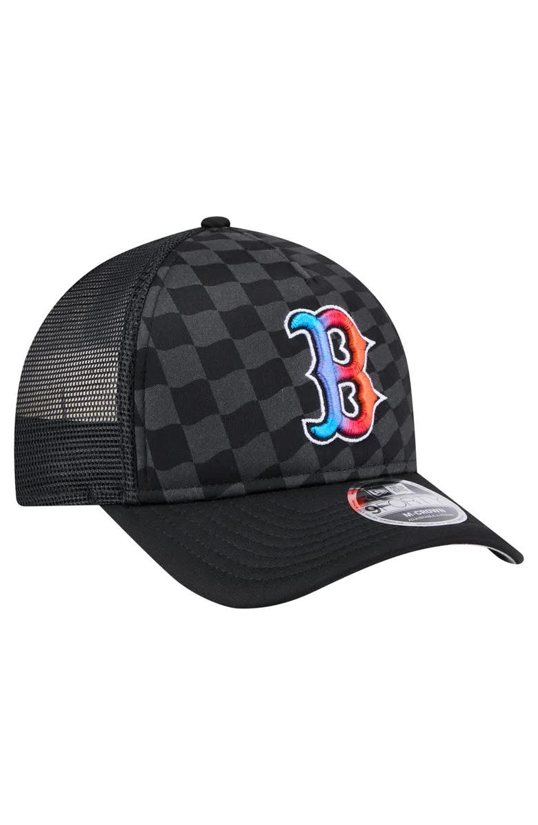 New Era Men's New Era Black Boston Red Sox Gradient 9FORTY A-Frame M-Crown Trucker Adjustable Hat, Alternate, color, Black