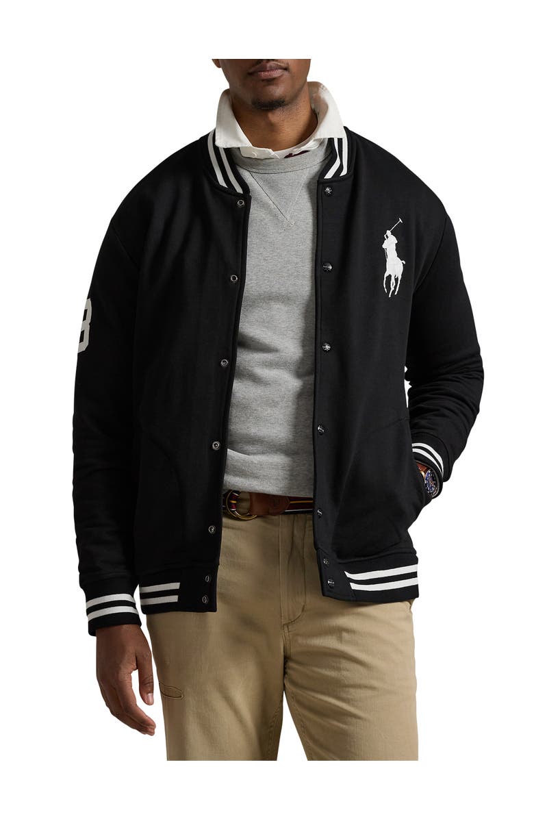 Polo Ralph Lauren Big
Tall Big Pony Fleece Baseball Jacket, Main, color, Polo Black