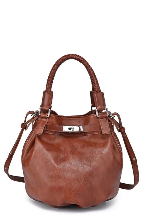 Leather Pumpkin Bucket Bag
