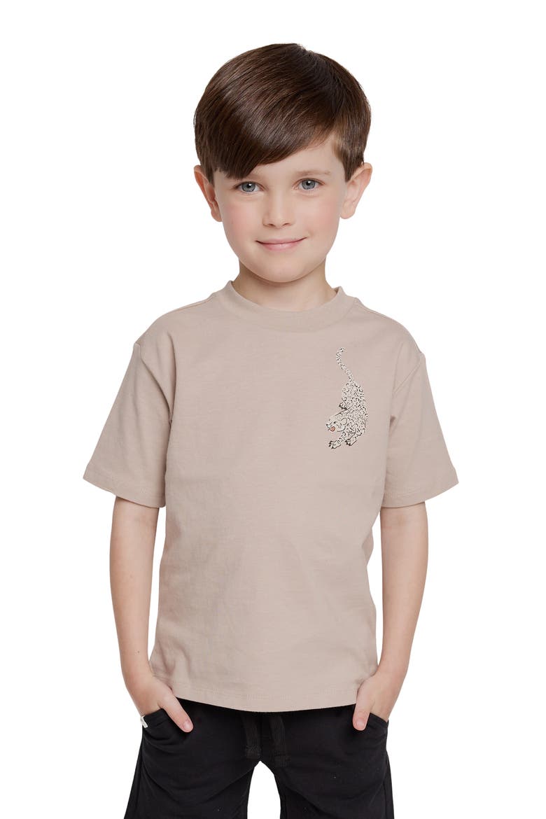 Kids' Panther Cotton Graphic T-Shirt, Alternate, color, BROWN LEATHER