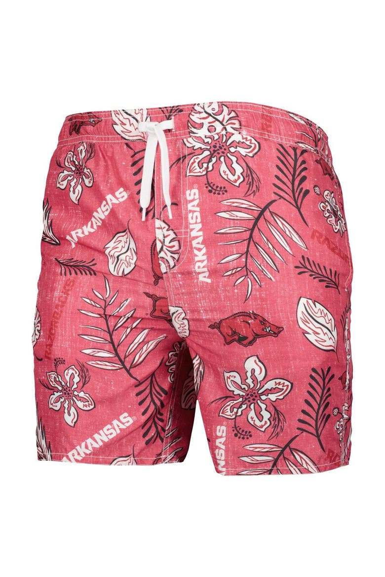 Men's Wes & Willy Cardinal Arkansas Razorbacks Vintage Floral Swim Trunks, Alternate, color, Cardinal