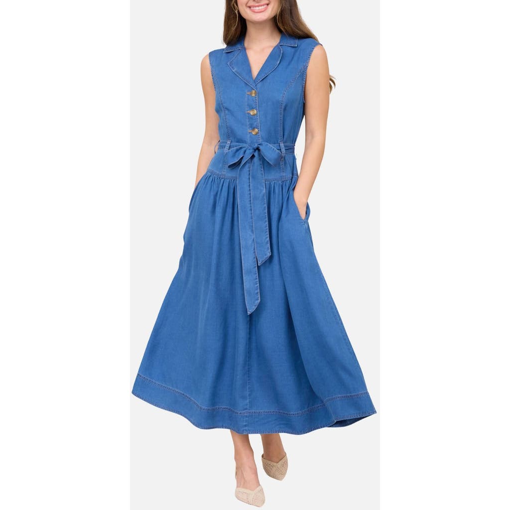 Blu Pepper Tie Waist Denim Dress at Nordstrom, Size Large