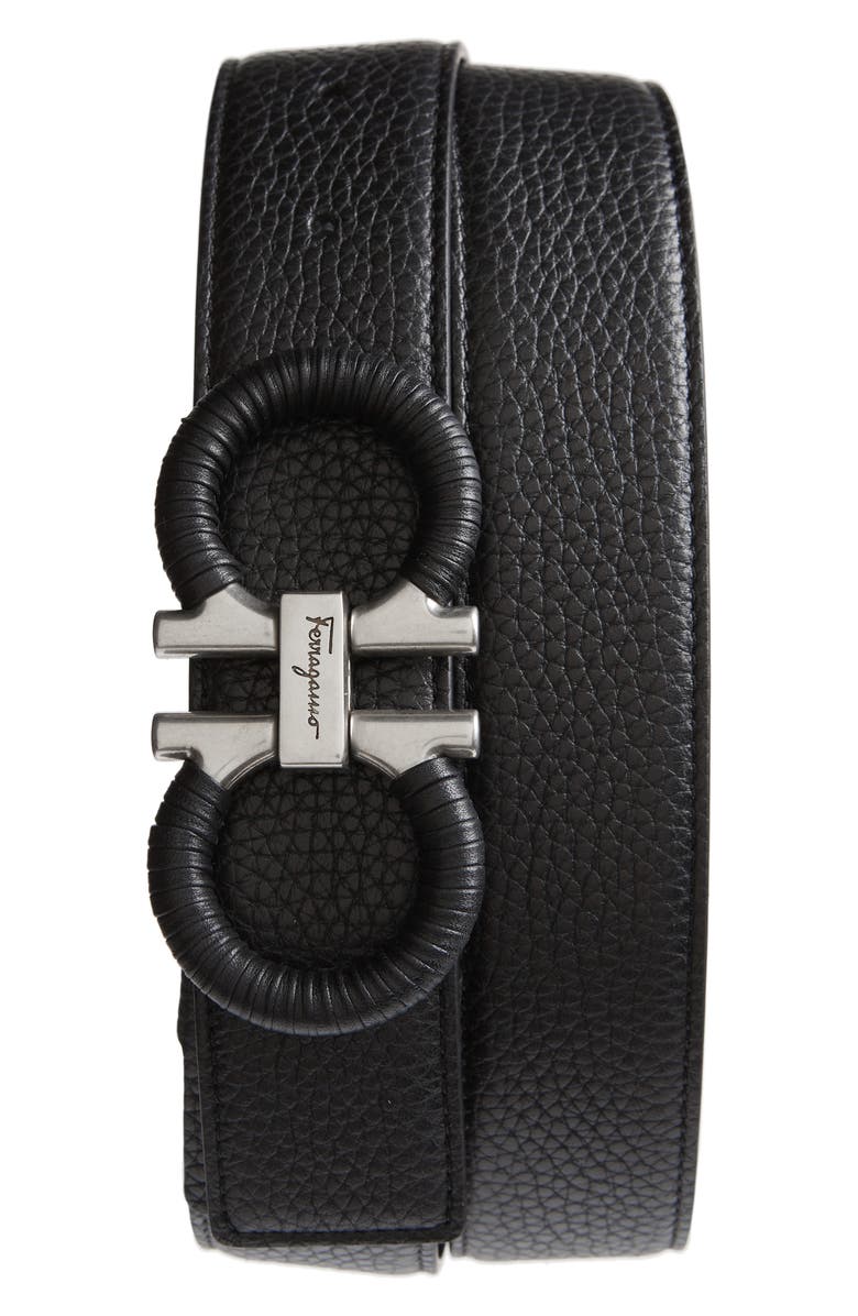 FERRAGAMO Salvatore Ferragamo Textured & Smooth Leather Belt, Main, color, 