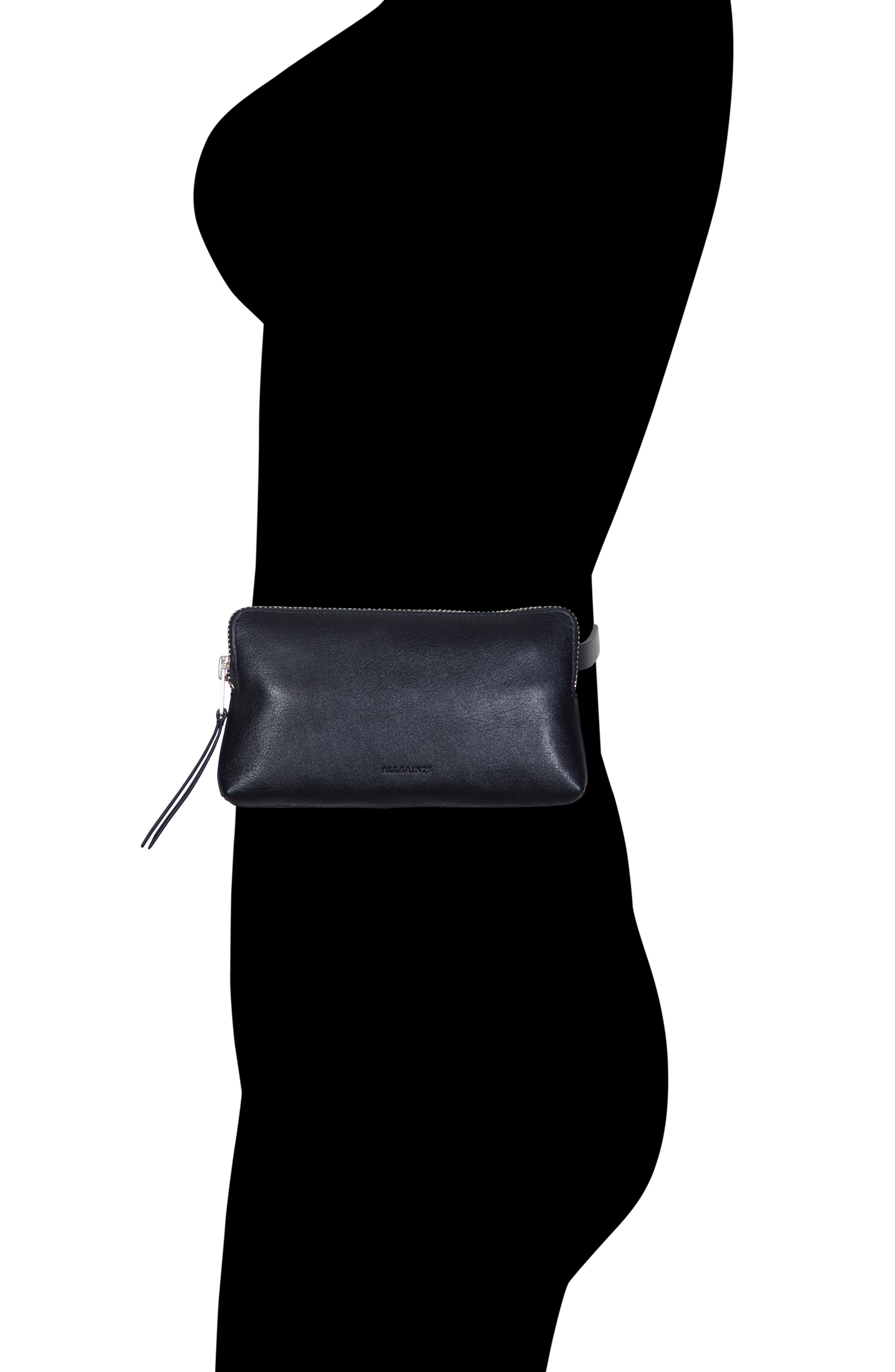 AllSaints Convertible Leather Belt Bag, Alternate, color, 