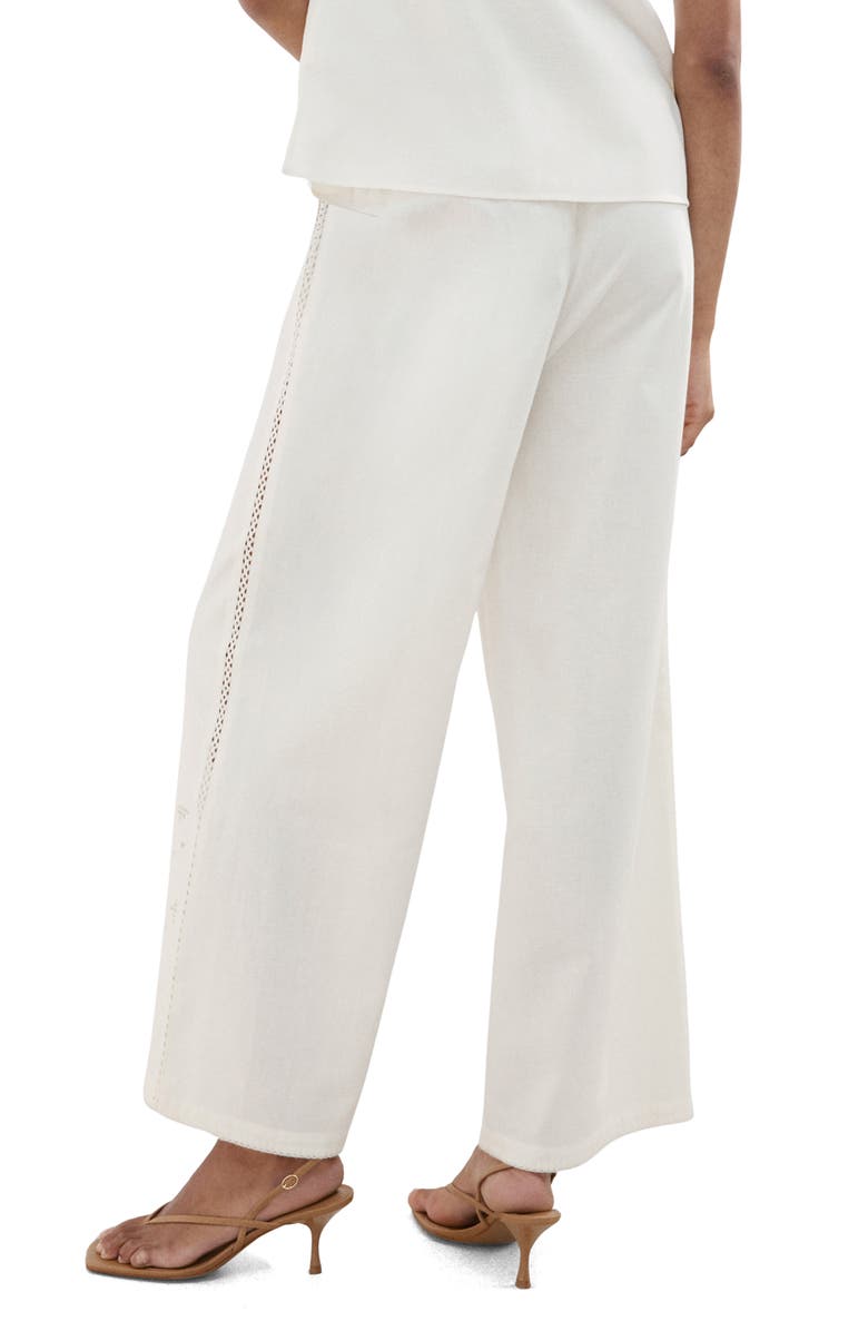 MANGO Wide Leg Openwork Embroidered Pants, Alternate, color,