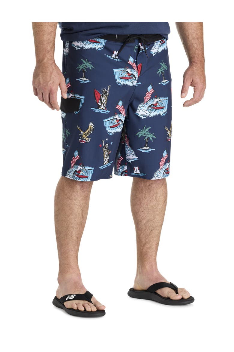 Big & Tall Lennox USA Swim Trunks, Main, color, NAVY