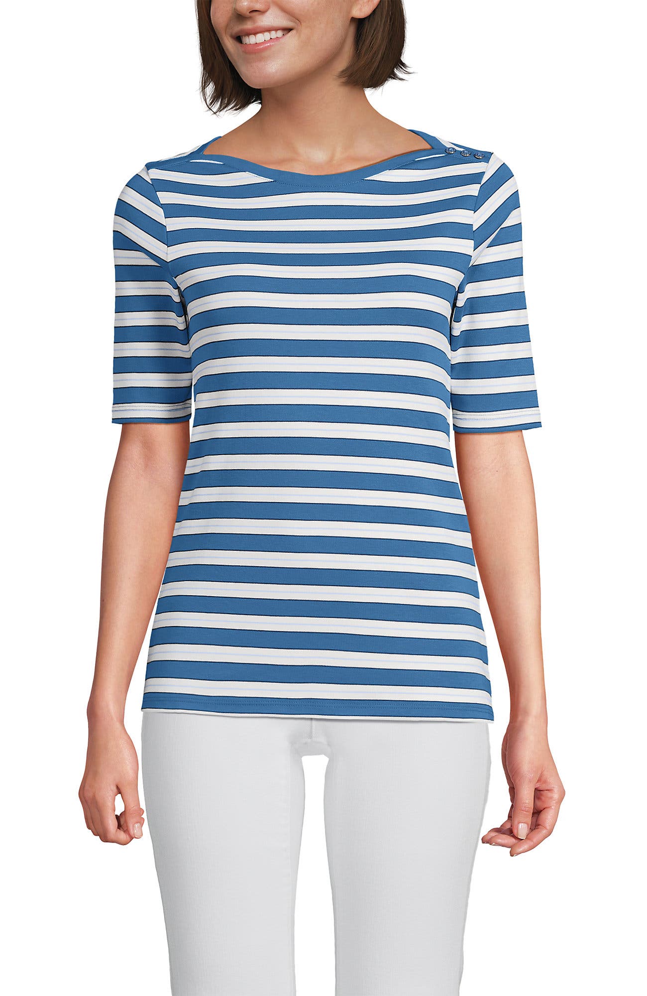 selected Teal Blue Ocean Multi Stripe