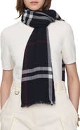 Burberry Giant Check Lightweight Wool Scarf