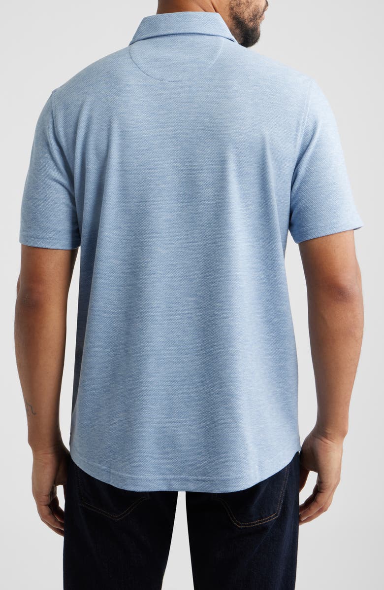 Johnston & Murphy Bennett Short Sleeve Heathered Cotton Blend Button-Up Shirt, Alternate, color, Light Blue Honeycomb