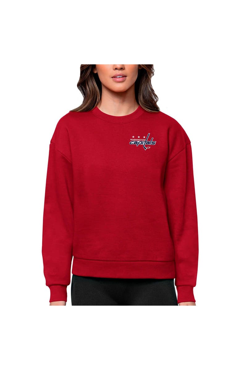ANTIGUA Women's Antigua Red Washington Capitals Primary Logo Victory Crewneck Pullover Sweatshirt, Main, color, Red