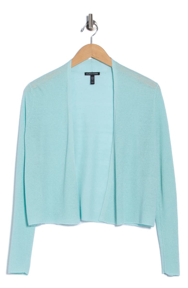 Eileen Fisher Organic Linen & Organic Cotton Blend Cardigan, Alternate, color, Pool