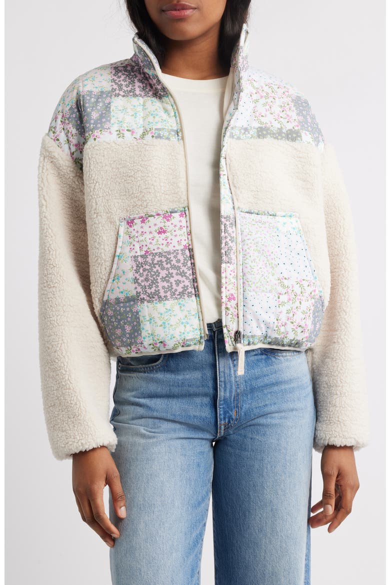 Cozy Quilted Pocket Jacket, Alternate, color, LIGHT BLUE PINK COMBO