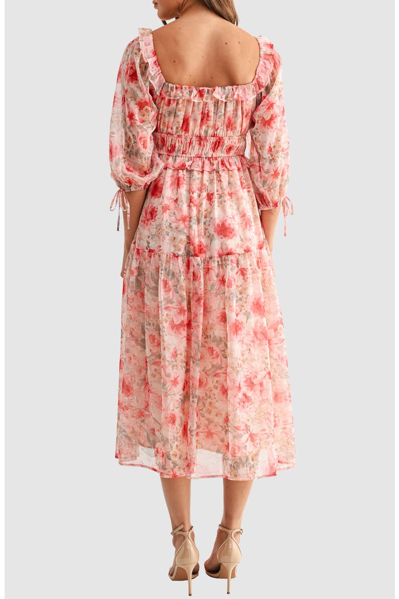 Floral Tie Front Midi Dress, Alternate, color, SAGE/ MAUVE FLORAL