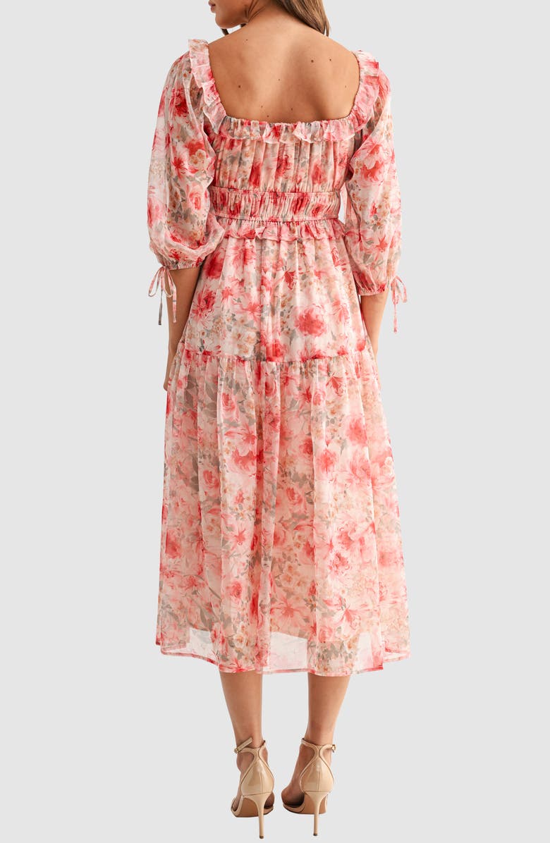 All in Favor Floral Tie Front Midi Dress, Alternate, color, Sage/ Mauve Floral