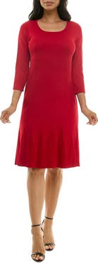 Nina Leonard Textured Fit & Flare Dress